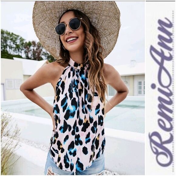 Allover Print Halter Top - Picture 1 of 9